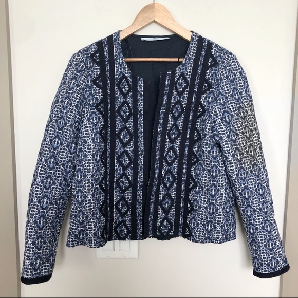 Mango MNG Suit Quilted Embellished Blue Jacket - Picture 2 of 7